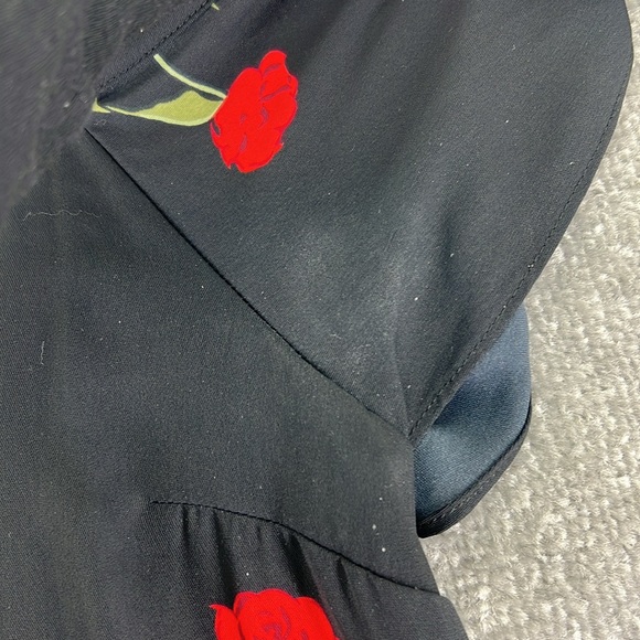 Ashley Graham Beyond Short Sleeve Cold Shoulder Mini Dress Black Red Floral M - Picture 11 of 12